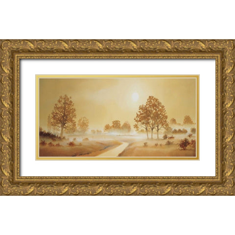 Misty landscape II Gold Ornate Wood Framed Art Print with Double Matting by Nauts, Frans