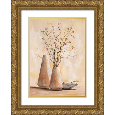 Red berries I Gold Ornate Wood Framed Art Print with Double Matting by Lien, Christopher