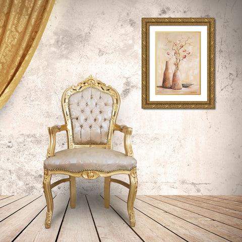 Red berries III Gold Ornate Wood Framed Art Print with Double Matting by Lien, Christopher