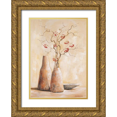 Red berries III Gold Ornate Wood Framed Art Print with Double Matting by Lien, Christopher