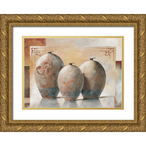 Vases III Gold Ornate Wood Framed Art Print with Double Matting by Alberto, Tanya