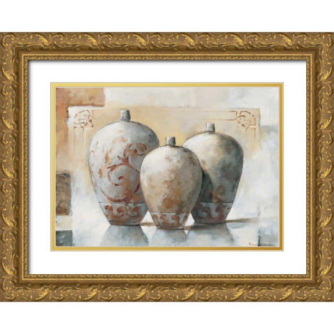 Vases IV Gold Ornate Wood Framed Art Print with Double Matting by Alberto, Tanya