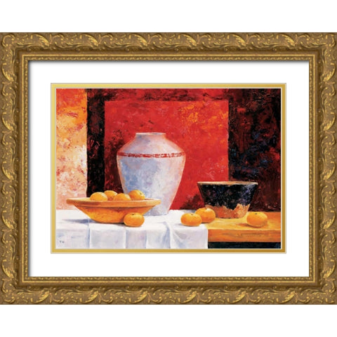 Stillife in red II Gold Ornate Wood Framed Art Print with Double Matting by Nauts, Frans