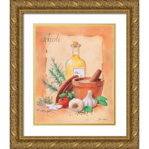Aioli Gold Ornate Wood Framed Art Print with Double Matting by Jasper