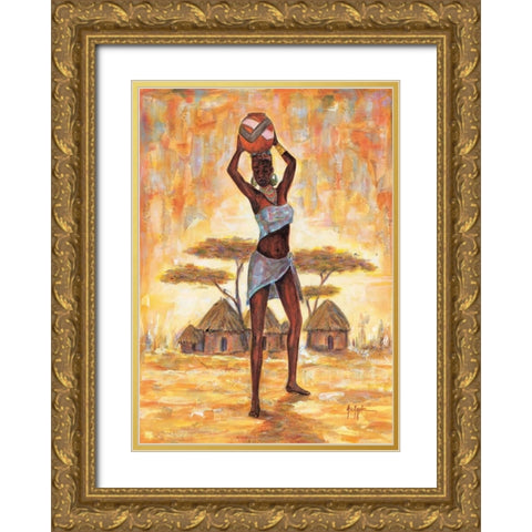 African woman II Gold Ornate Wood Framed Art Print with Double Matting by Aragon