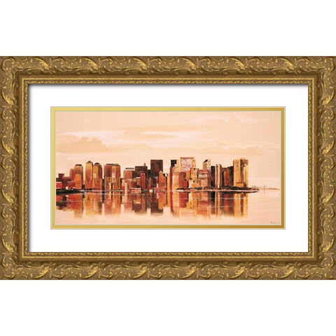 Cityview I Gold Ornate Wood Framed Art Print with Double Matting by Renee