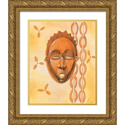 Mask II Gold Ornate Wood Framed Art Print with Double Matting by Nauts, Frans