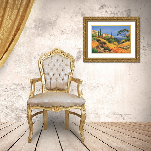 View on ocean I Gold Ornate Wood Framed Art Print with Double Matting by Burgy
