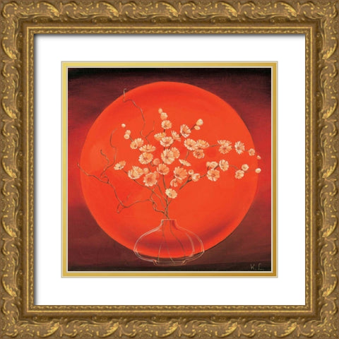 Vase in circle I Gold Ornate Wood Framed Art Print with Double Matting by Leijs, Karin