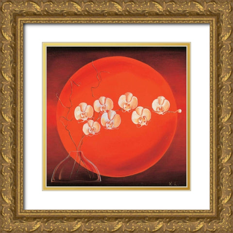 Vase in circle II Gold Ornate Wood Framed Art Print with Double Matting by Leijs, Karin