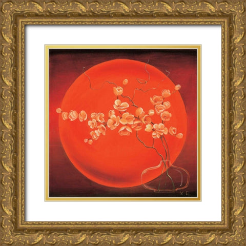 Vase in circle III Gold Ornate Wood Framed Art Print with Double Matting by Leijs, Karin