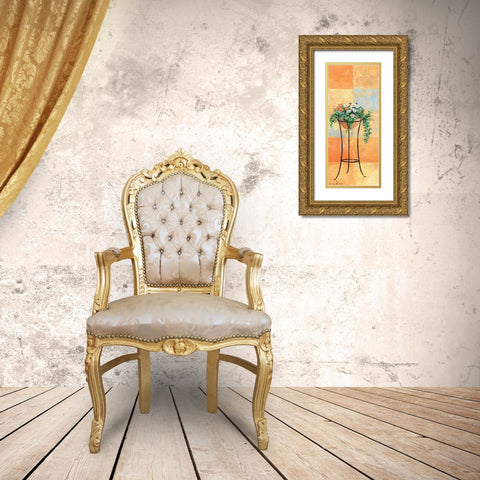 Flowers and tiles I Gold Ornate Wood Framed Art Print with Double Matting by Gieben, Lina