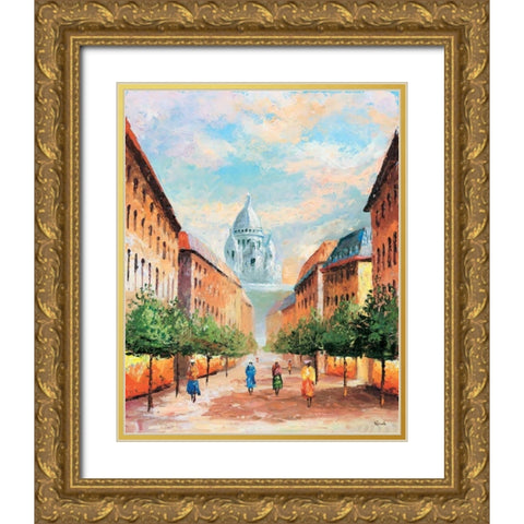 Paris II Gold Ornate Wood Framed Art Print with Double Matting by Renee