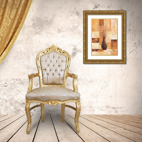 Twigs with white I Gold Ornate Wood Framed Art Print with Double Matting by Boucher, Nathalie