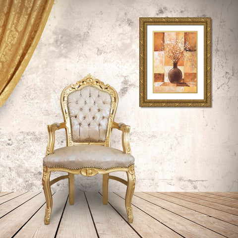 Twigs with white II Gold Ornate Wood Framed Art Print with Double Matting by Boucher, Nathalie