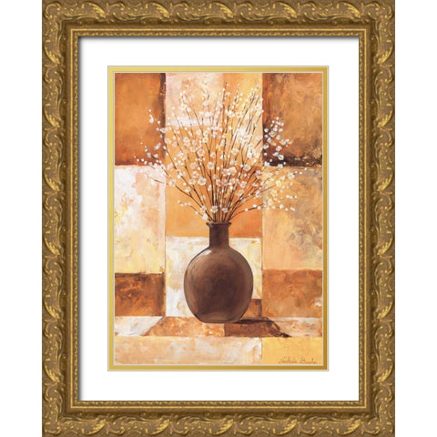 Twigs with white II Gold Ornate Wood Framed Art Print with Double Matting by Boucher, Nathalie