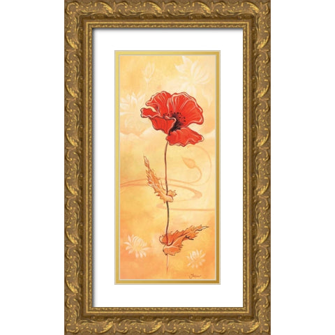 Single red I Gold Ornate Wood Framed Art Print with Double Matting by Jasper