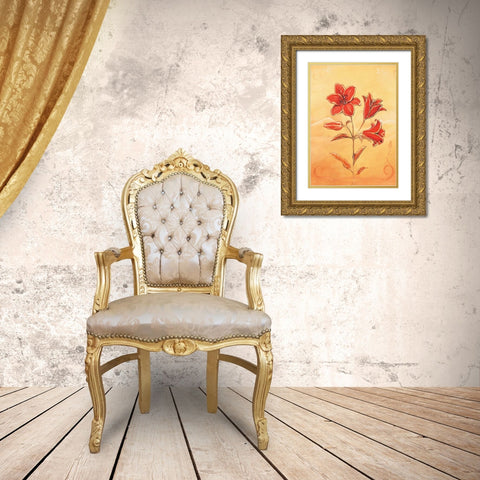 Three reds II Gold Ornate Wood Framed Art Print with Double Matting by Jasper