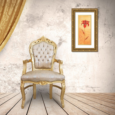 Single red IV Gold Ornate Wood Framed Art Print with Double Matting by Jasper