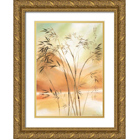 Bamboo wave II Gold Ornate Wood Framed Art Print with Double Matting by Prosnov, Valerie
