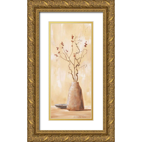 Red berries V Gold Ornate Wood Framed Art Print with Double Matting by Lien, Christopher