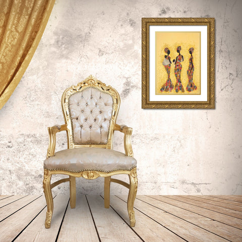 African beauties Gold Ornate Wood Framed Art Print with Double Matting by Hedy