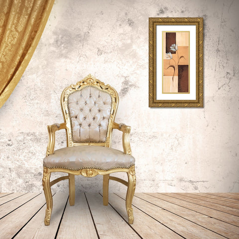 Tulips on blocks III Gold Ornate Wood Framed Art Print with Double Matting by Hedy