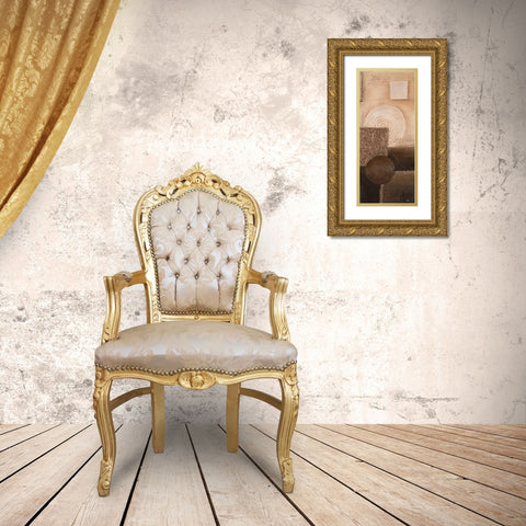 Cirlcles III Gold Ornate Wood Framed Art Print with Double Matting by Hedy