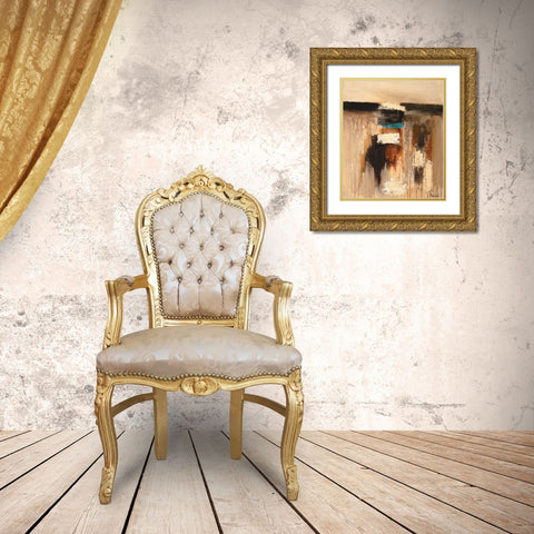Composition in beige Gold Ornate Wood Framed Art Print with Double Matting by Florenti, Isa