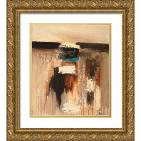 Composition in beige Gold Ornate Wood Framed Art Print with Double Matting by Florenti, Isa