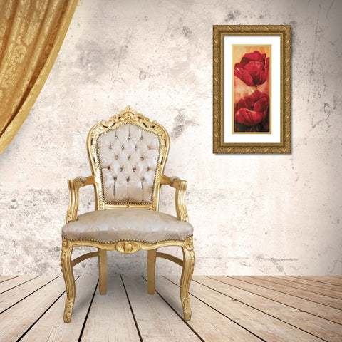 Poppies I Gold Ornate Wood Framed Art Print with Double Matting by Lotus, Lenna