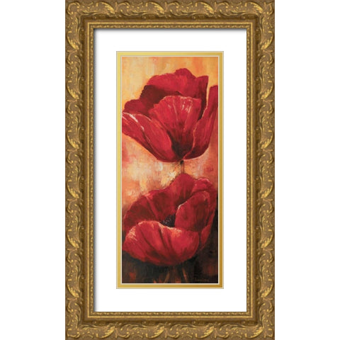Poppies I Gold Ornate Wood Framed Art Print with Double Matting by Lotus, Lenna