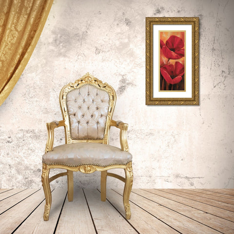 Poppies II Gold Ornate Wood Framed Art Print with Double Matting by Lotus, Lenna