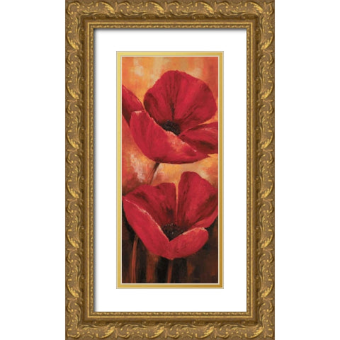 Poppies II Gold Ornate Wood Framed Art Print with Double Matting by Lotus, Lenna