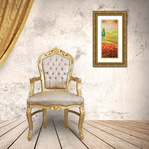 Poppyfield III Gold Ornate Wood Framed Art Print with Double Matting by Lotus, Lenna