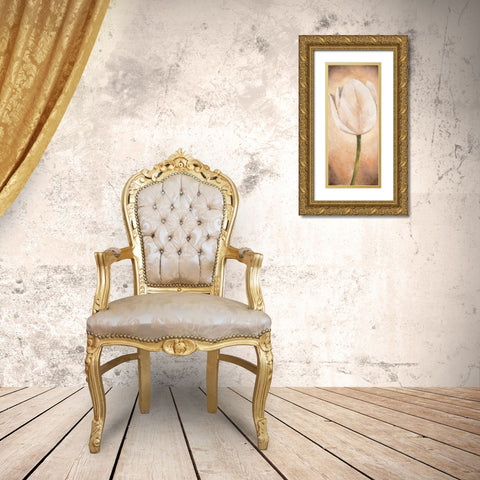 Tulip on beige I Gold Ornate Wood Framed Art Print with Double Matting by Lotus, Lenna
