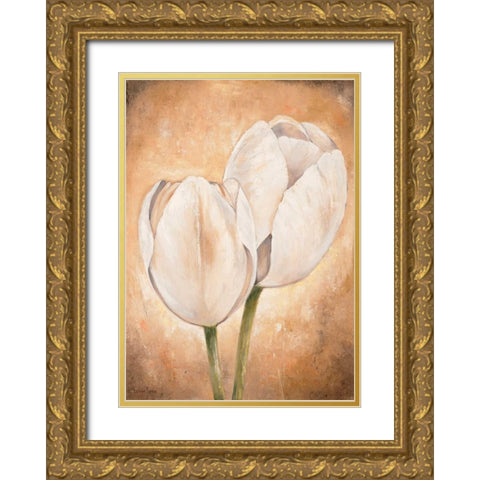Tulip on beige II Gold Ornate Wood Framed Art Print with Double Matting by Lotus, Lenna