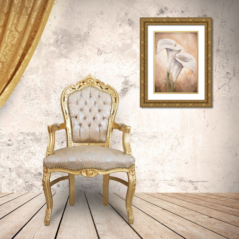 Calla Lilly II Gold Ornate Wood Framed Art Print with Double Matting by Lotus, Lenna