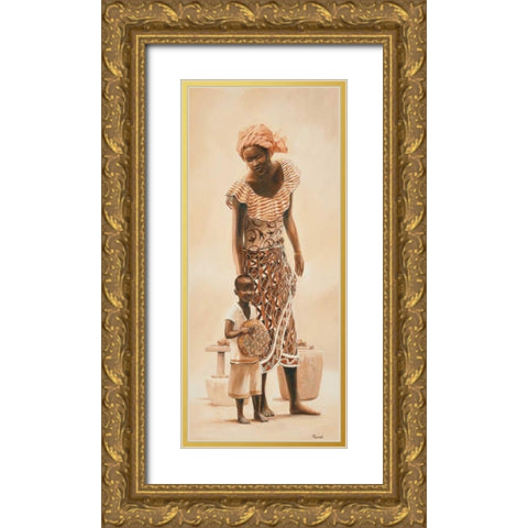 African life I Gold Ornate Wood Framed Art Print with Double Matting by Renee