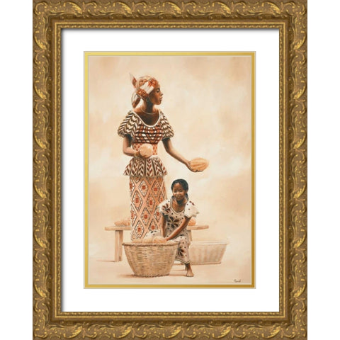 African life II Gold Ornate Wood Framed Art Print with Double Matting by Renee