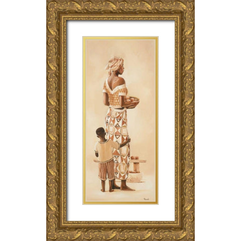 African family I Gold Ornate Wood Framed Art Print with Double Matting by Renee