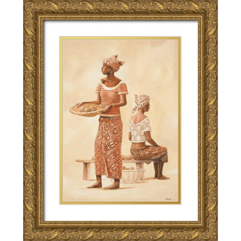 African family II Gold Ornate Wood Framed Art Print with Double Matting by Renee