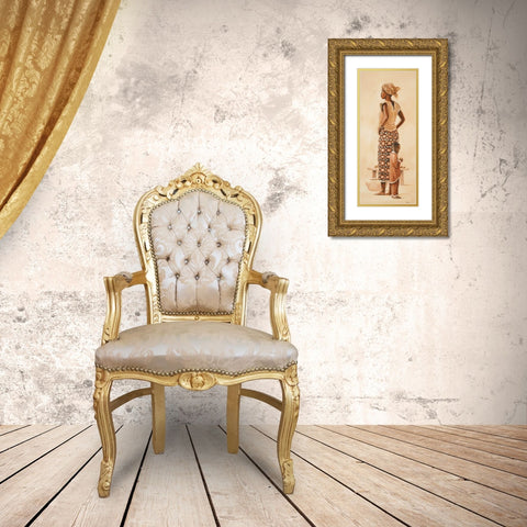 African family III Gold Ornate Wood Framed Art Print with Double Matting by Renee