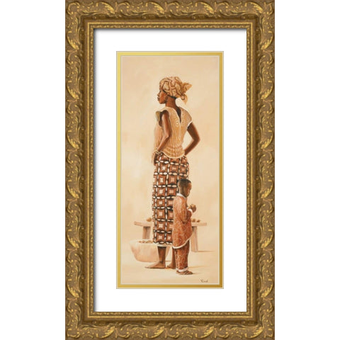 African family III Gold Ornate Wood Framed Art Print with Double Matting by Renee