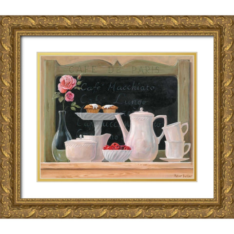 Cafe de Paris Gold Ornate Wood Framed Art Print with Double Matting by Butler, Peter