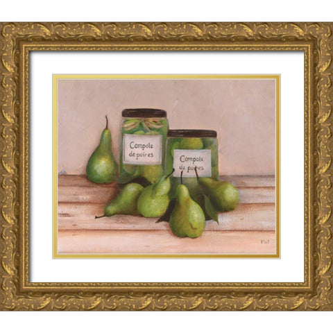 Pears Gold Ornate Wood Framed Art Print with Double Matting by Hedy