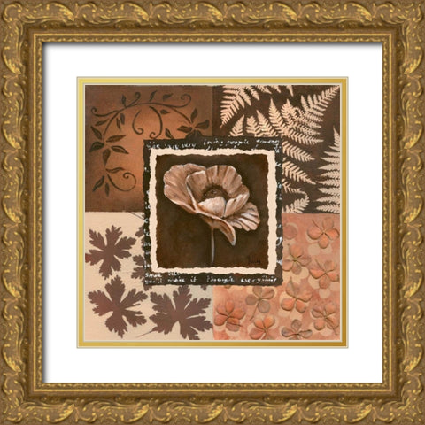 Flower in square II Gold Ornate Wood Framed Art Print with Double Matting by Hedy