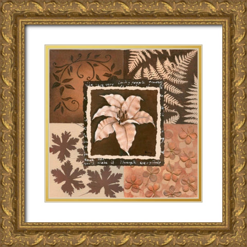 Flower in square III Gold Ornate Wood Framed Art Print with Double Matting by Hedy