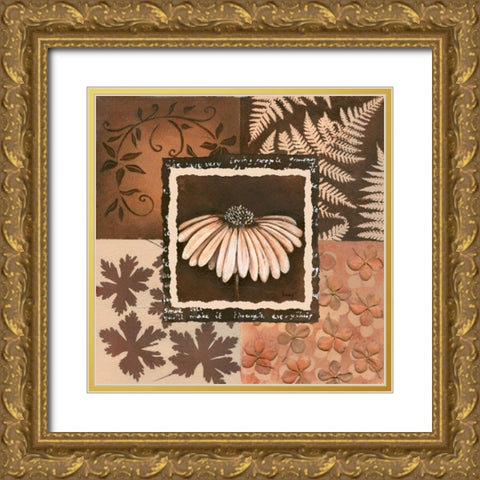 Flower in square IV Gold Ornate Wood Framed Art Print with Double Matting by Hedy