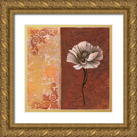 Flower with border I Gold Ornate Wood Framed Art Print with Double Matting by Hedy